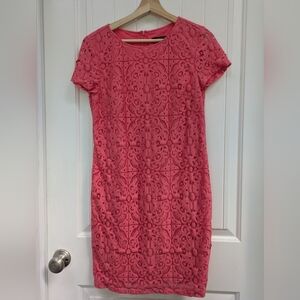 Banana Republic Coral Lace Shift Dress